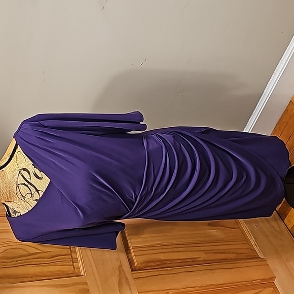 Size 14 connected apparel new without tags purple 3/4 length sleeve dress - Picture 8 of 11